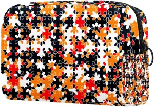 Geometry Small Makeup Bag for Purse, Portable Cosmetic Bag Zipper Makeup Pouch for Women, Stationery, Toiletries, Travel Accessories