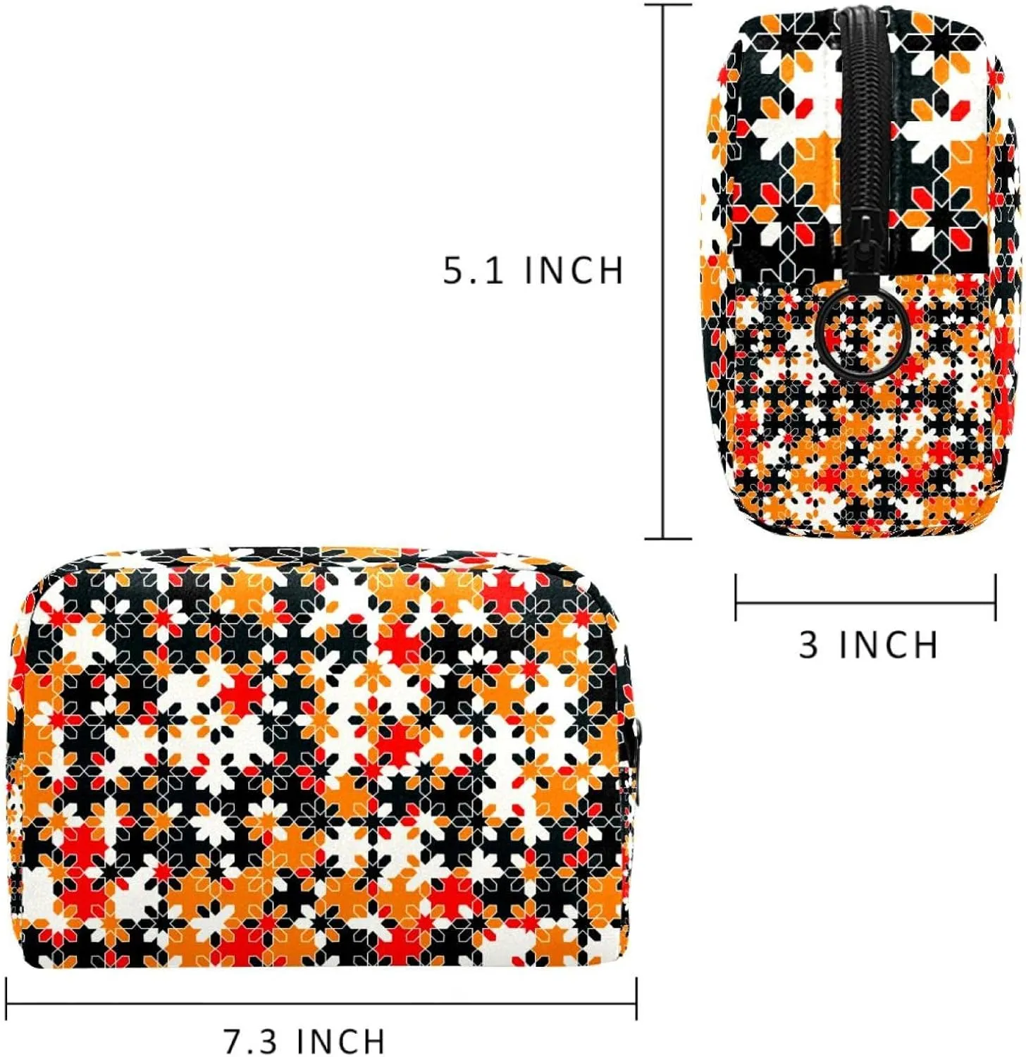Geometry Small Makeup Bag for Purse, Portable Cosmetic Bag Zipper Makeup Pouch for Women, Stationery, Toiletries, Travel Accessories