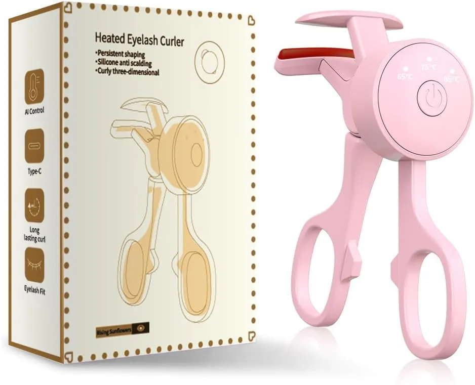 GERY Updated Heated Eyelash Curler, Fast Heat up, 24-Hour Long-Lasting Styling, Rechargeable Electric, 65℃/75℃/85℃ Three-Level Temperature Display, Safe Anti-Burn, Quick and Natural Curling