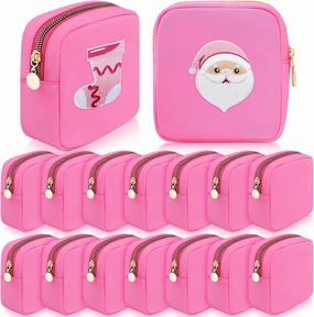 Giesiery 16 Pcs Preppy Makeup Bag Bulk Mini Nylon Cosmetic Bag Blank DIY Craft Zipper Pouches for Makeup Cosmetic Toiletry Stationary Storage Purse Preppy Party Favors