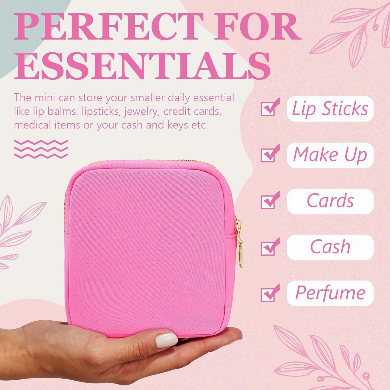 Giesiery 16 Pcs Preppy Makeup Bag Bulk Mini Nylon Cosmetic Bag Blank DIY Craft Zipper Pouches for Makeup Cosmetic Toiletry Stationary Storage Purse Preppy Party Favors