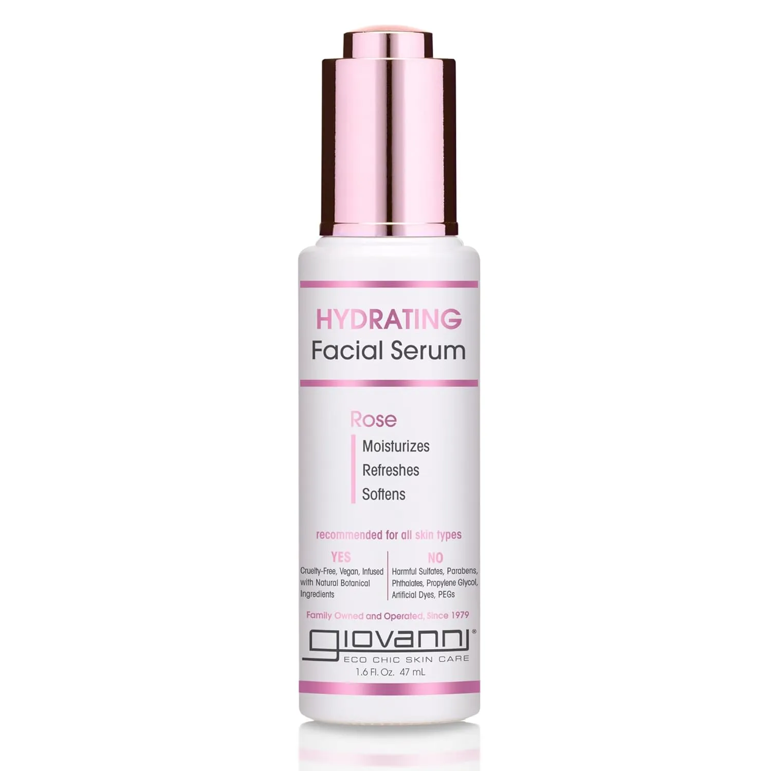 GIOVANNI Hydrating Facial Serum - Rose Serum, Moisturizes, Refreshes, Hydrating Serum, Infused With the Natural Touch of Rose, Softens Face - Hydrating Rose Facial Serum, 1.6 Fl Oz (1 Pack)