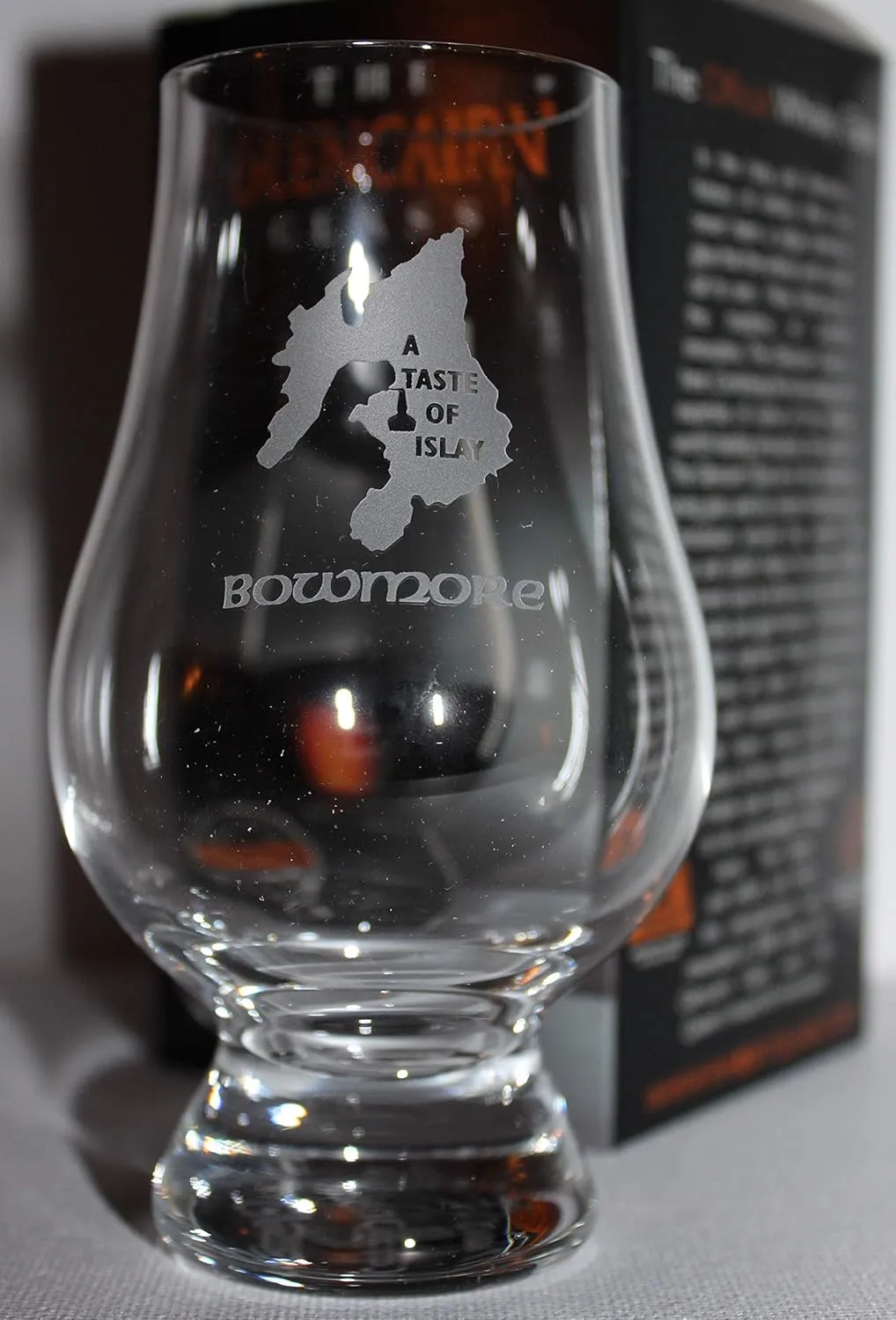 GLENCAIRN BOWMORE A TASTE OF ISLAY BRANDED WHISKY GLASS IN GIFT CARTON