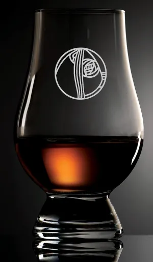 GLENCAIRN CHARLES RENNIE MACKINTOSH ART NOUVEAU ROUND ROSE SCOTCH WHISKY TASTING GLASS