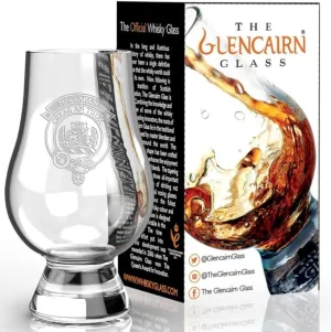 GLENCAIRN CLAN MACLAREN ETCHED SINGLE MALT SCOTCH WHISKY TASTING GLASS