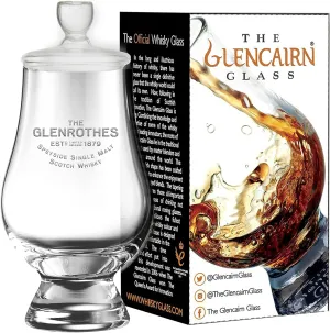 GLENCAIRN GLEN ROTHES BRANDED WHISKY GLASS IN GIFT CARTON WITH TASTING CAP