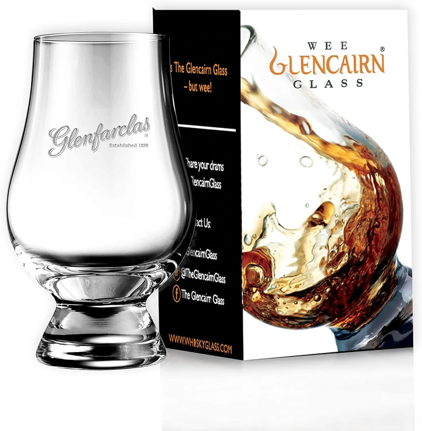 GLENCAIRN GLENFARCLAS BRANDED WEE WHISKY GLASS IN GIFT CARTON
