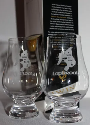 GLENCAIRN LAPHROAIG A TASTE OF ISLAY BRANDED WHISKY GLASS, SET OF 2 IN TWIN GIFT CARTON
