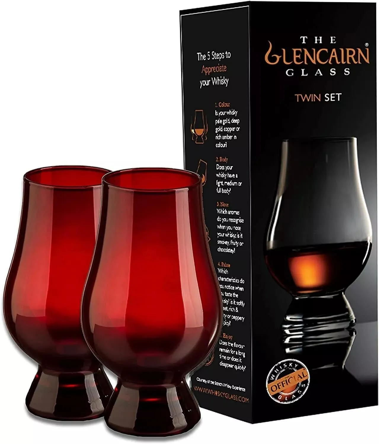 GLENCAIRN Red Whiskey Glass, Set of 2 in Twin Gift Carton