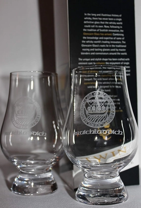 GLENCAIRN BRUICHLADDICH ISLAY CREST BRANDED WHISKY GLASS, SET OF 2 IN TWIN GIFT CARTON
