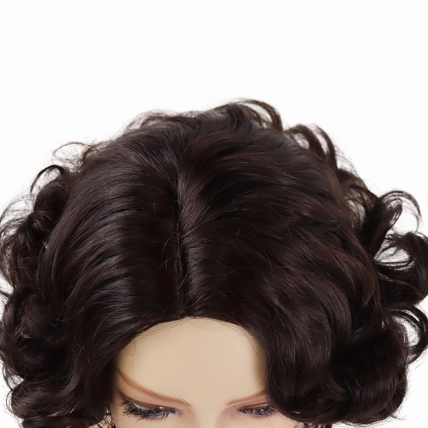 GNIMEGIL Fluffy Curly Wig 12 inch Short Brown Hair Wigs for Women Natural Heat Resistant Synthetic Wig Carnival Party Halloween Costume for Women Layered Wavy Wigs
