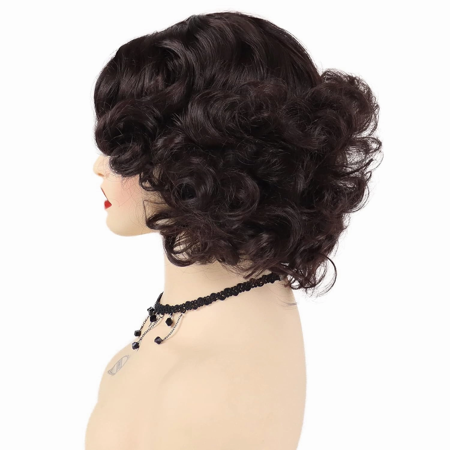 GNIMEGIL Fluffy Curly Wig 12 inch Short Brown Hair Wigs for Women Natural Heat Resistant Synthetic Wig Carnival Party Halloween Costume for Women Layered Wavy Wigs