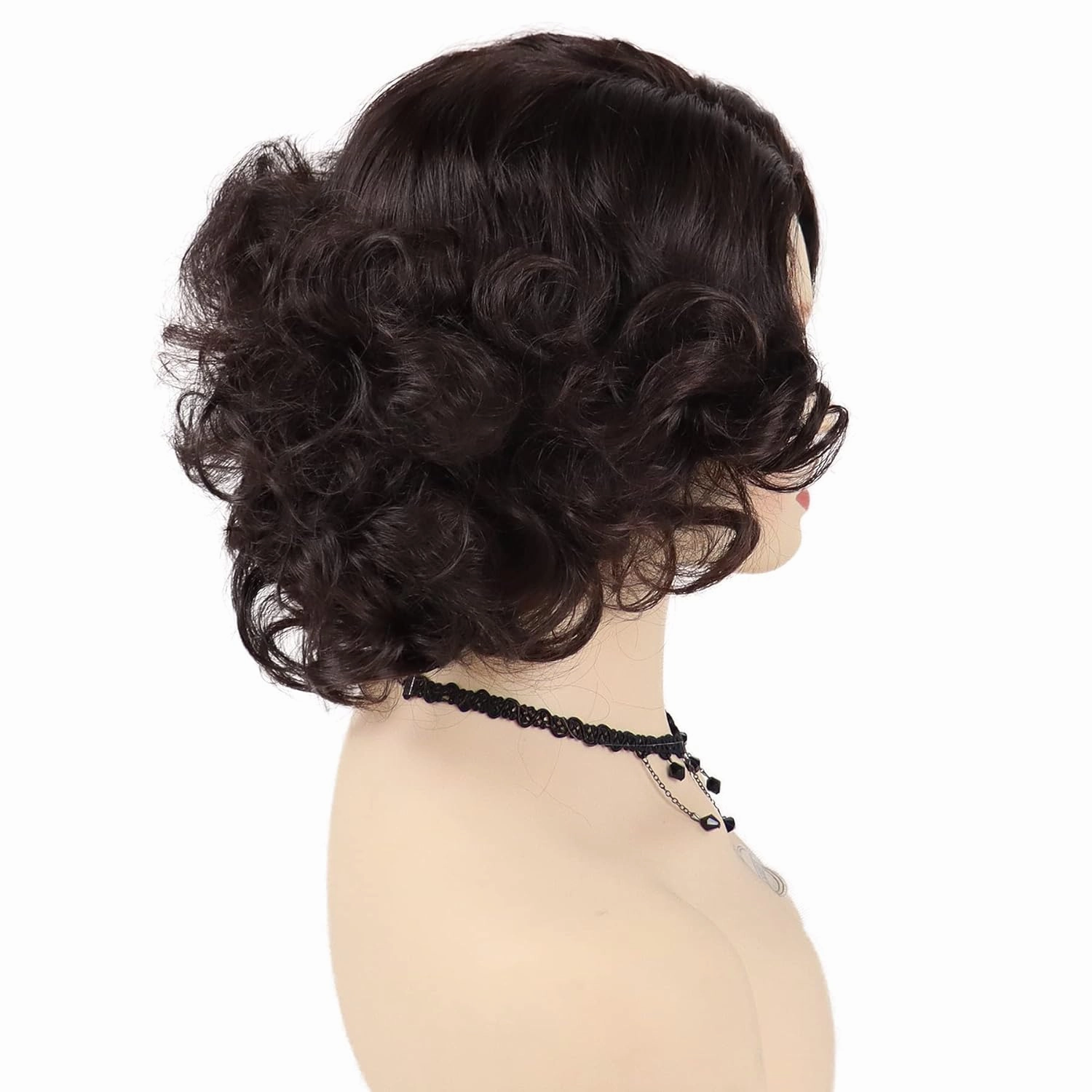 GNIMEGIL Fluffy Curly Wig 12 inch Short Brown Hair Wigs for Women Natural Heat Resistant Synthetic Wig Carnival Party Halloween Costume for Women Layered Wavy Wigs