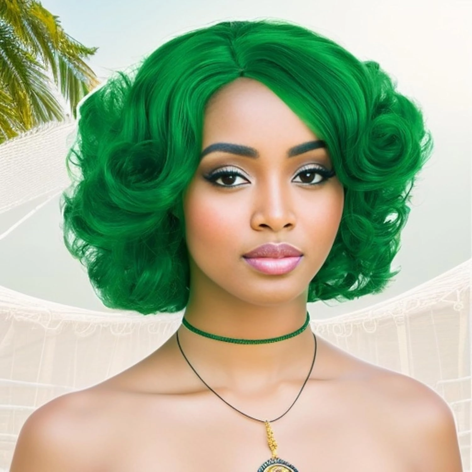 GNIMEGIL Green Wigs for Women St patricks Day Short Curly Wigs Layered Big Wavy Cosplay Wigs Synthetic Hair Halloween Costume Wigs