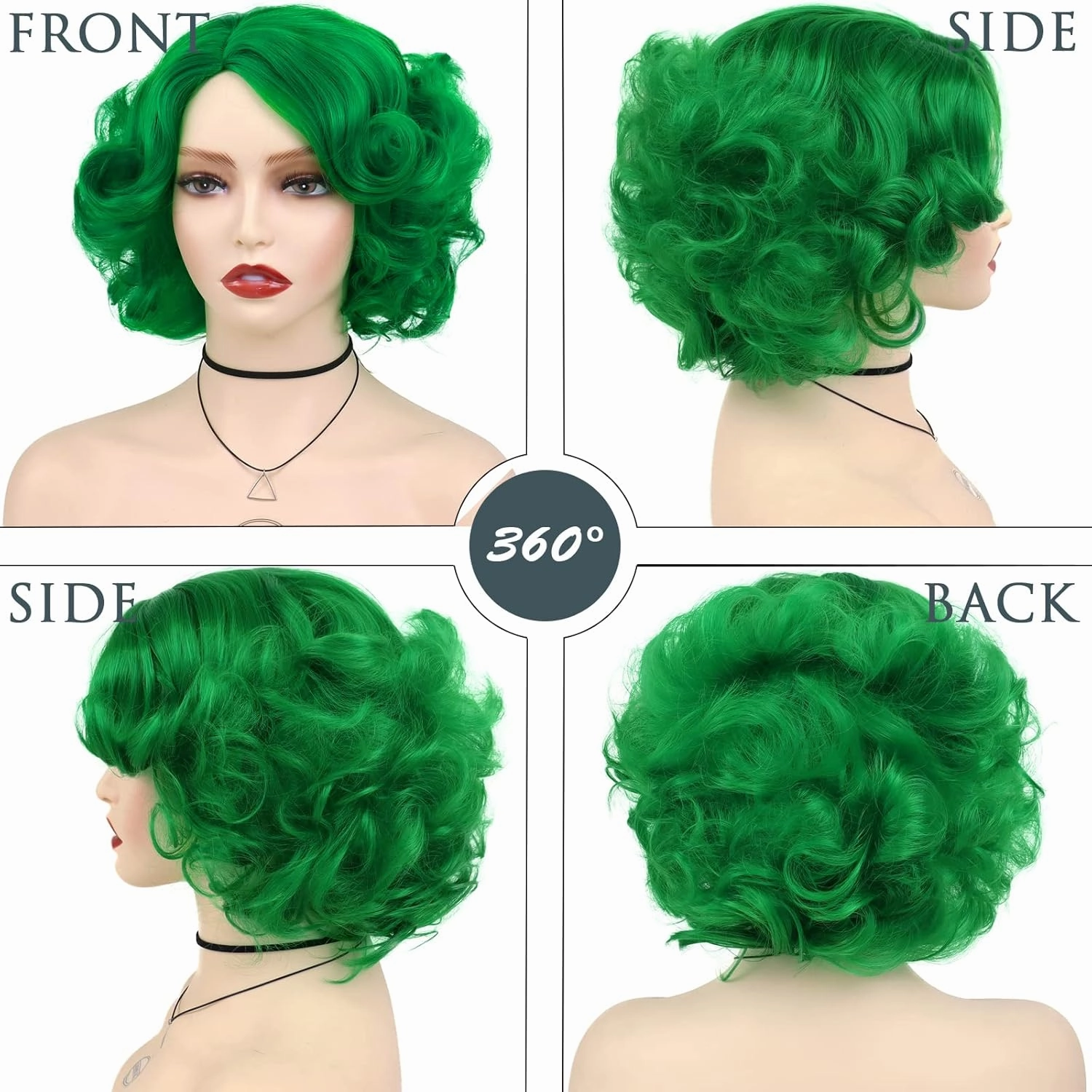 GNIMEGIL Green Wigs for Women St patricks Day Short Curly Wigs Layered Big Wavy Cosplay Wigs Synthetic Hair Halloween Costume Wigs