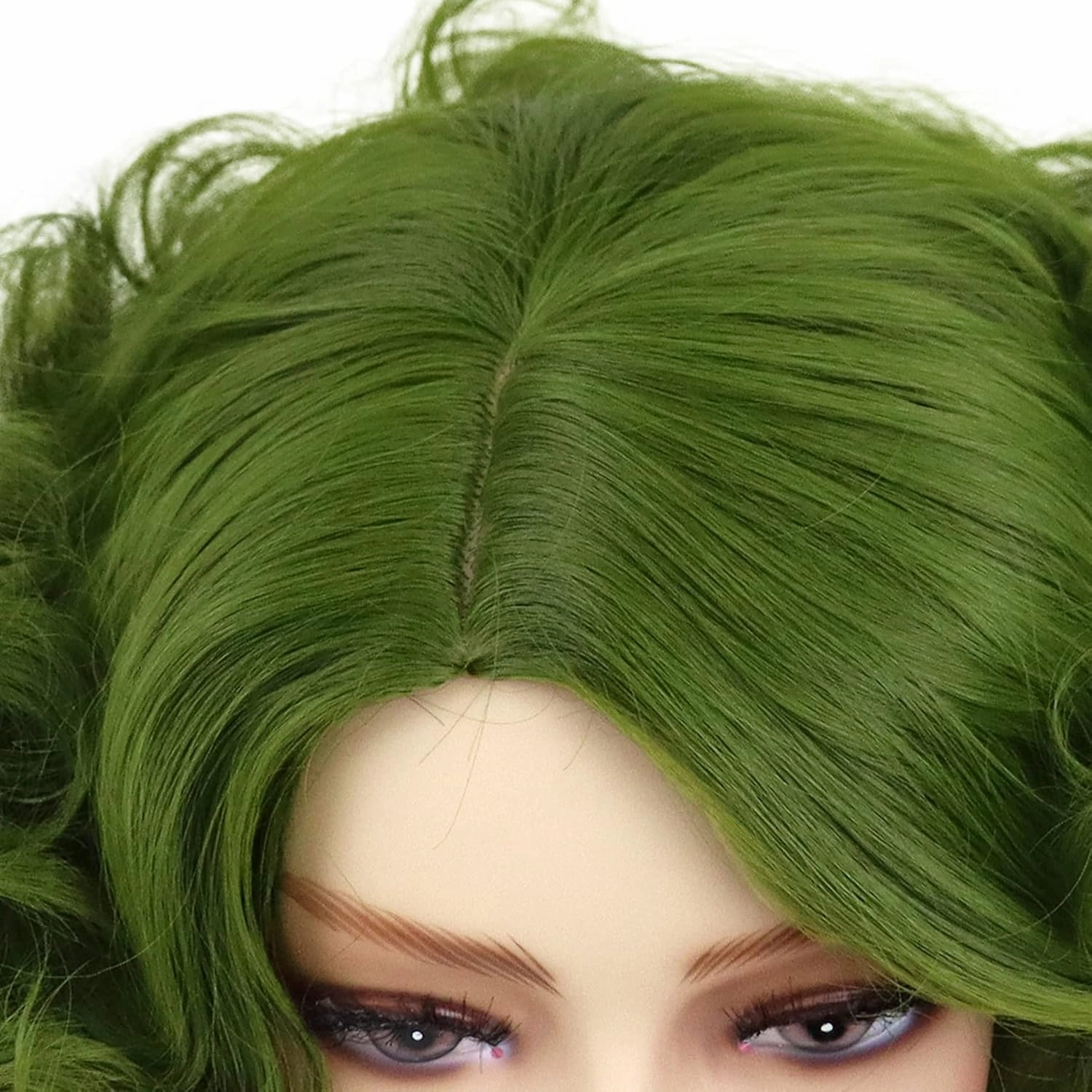 GNIMEGIL Short Olive Green Fluffy Curly Wavy Layered Wigs for Women Anime Cosplay Party Costume Synthetic Wigs Lady