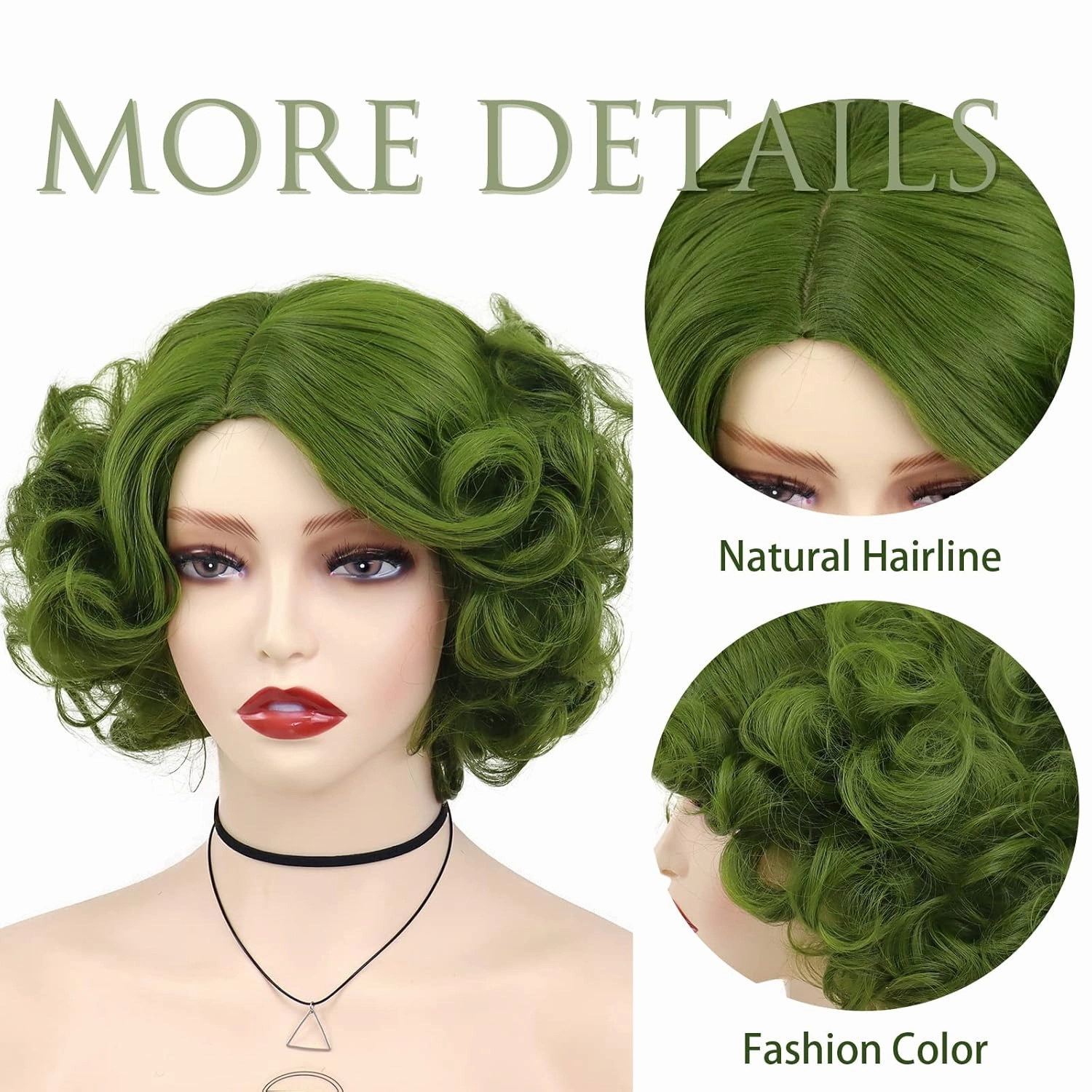 GNIMEGIL Short Olive Green Fluffy Curly Wavy Layered Wigs for Women Anime Cosplay Party Costume Synthetic Wigs Lady