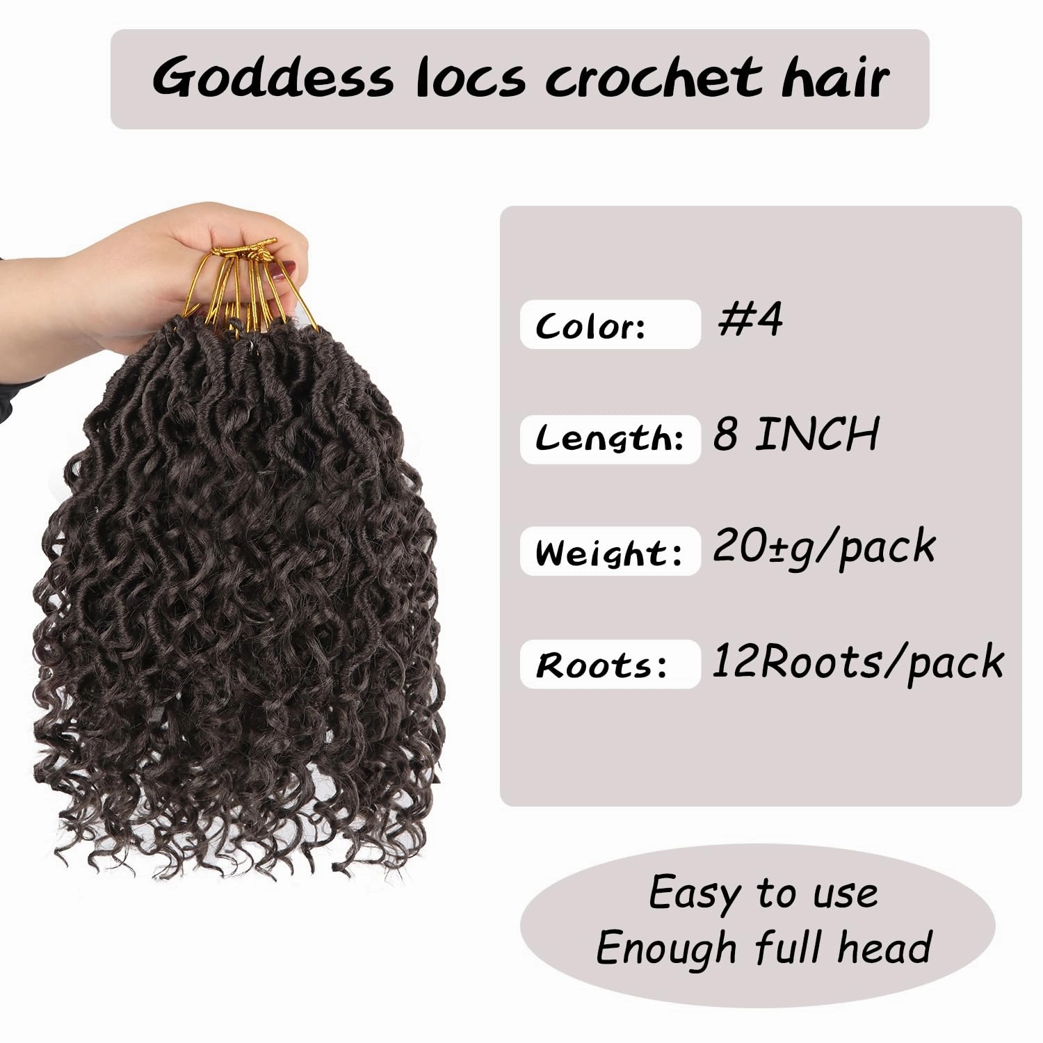 Goddess Locs Crochet Hair,8 Inch 9 Packs Faux Locs Synthetic Crochet Hair for Black Women, Boho Style Pre looped crochet Locs with Curly Ends