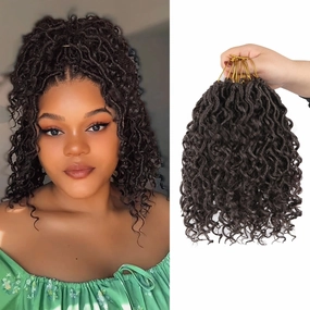 Goddess Locs Crochet Hair,8 Inch 9 Packs Faux Locs Synthetic Crochet Hair for Black Women, Boho Style Pre looped crochet Locs with Curly Ends