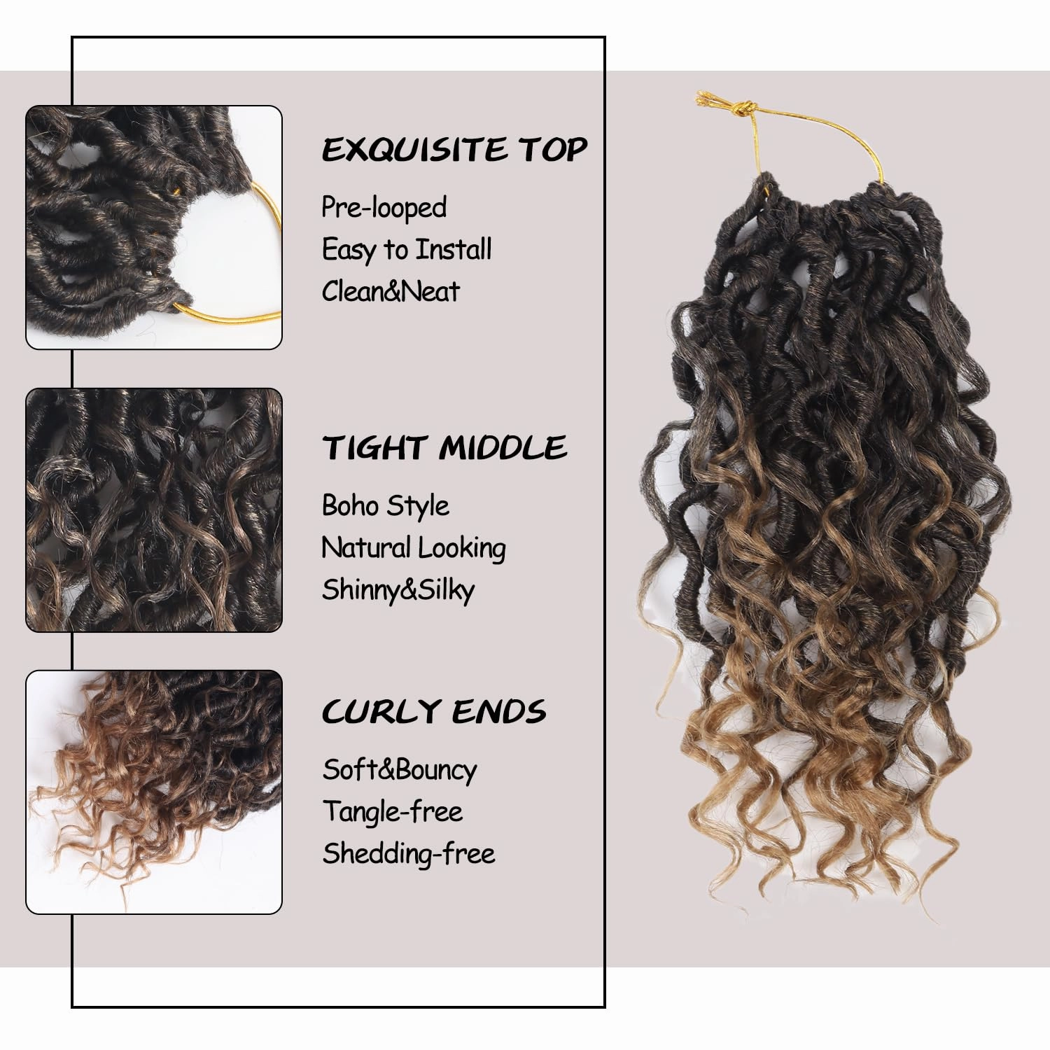 Goddess Locs Crochet Hair,8 Inch 9 Packs Faux Locs Synthetic Crochet Hair for Black Women, Boho Style Pre looped crochet Locs with Curly Ends