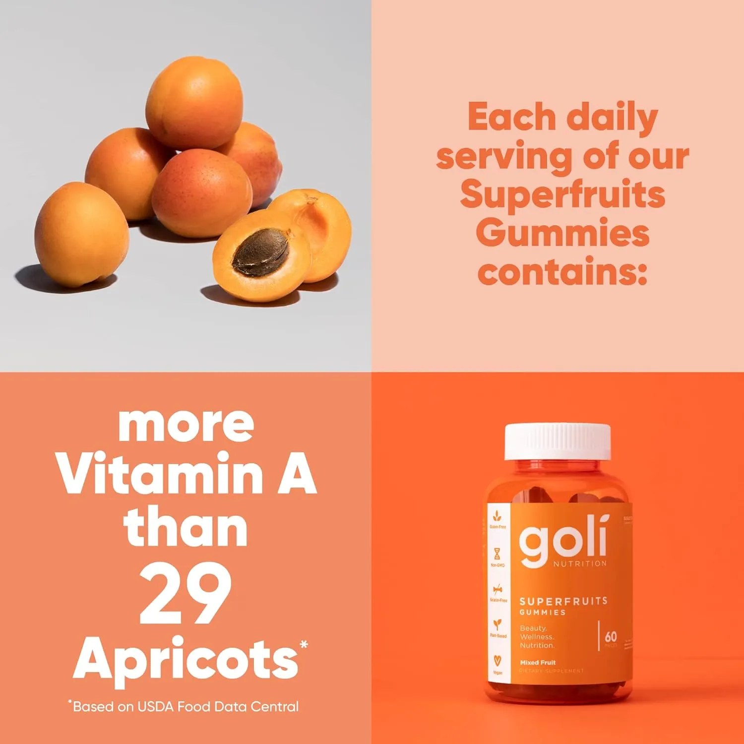 Goli Nutritional Supplement, SuperFruits Beauty Gummy Vitamin - 180 Count - Collagen-Promoting Ingredients - Mixed Fruit, Vegan, Plant-Based, Non-GMO, Gluten-Free & Gelatin Free