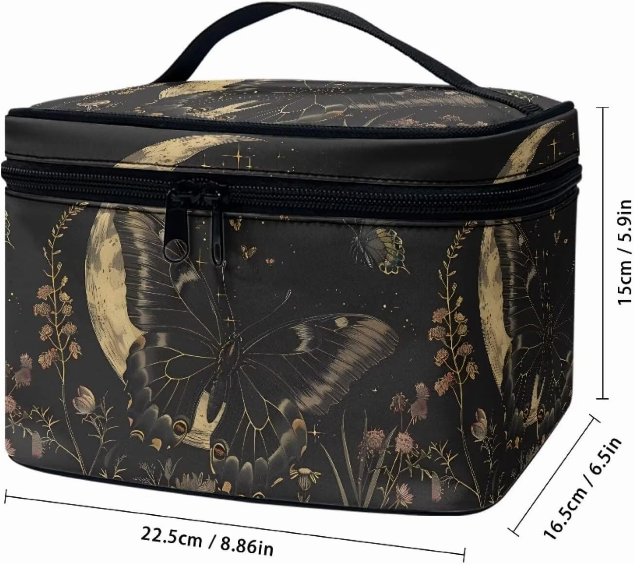Goth Makeup Bag for Women Star and Moon cosmetic bag with handle on top Butterfly Travel Toiletry Bag Large Capacity Aesthetic Travel Skincare Bag Organizer travel bag for small items Womens