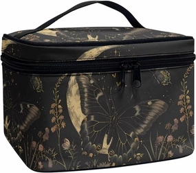 Goth Makeup Bag for Women Star and Moon cosmetic bag with handle on top Butterfly Travel Toiletry Bag Large Capacity Aesthetic Travel Skincare Bag Organizer travel bag for small items Womens