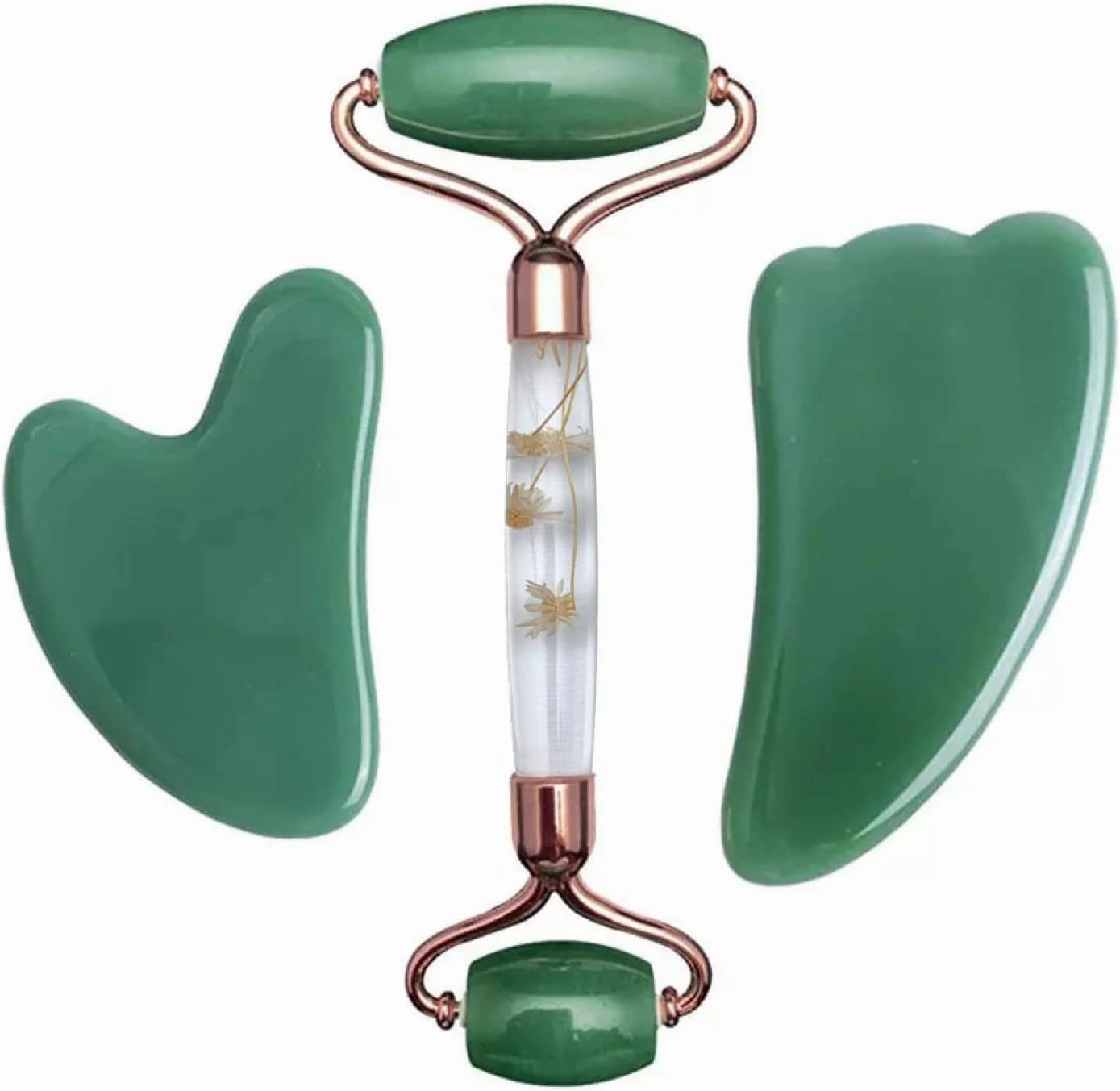 Gouache Scraper Face Massage Jade Roller Set Natural Gouache Stone Facial Roller Jade Massager Gua Sha Face Scraper,Type C