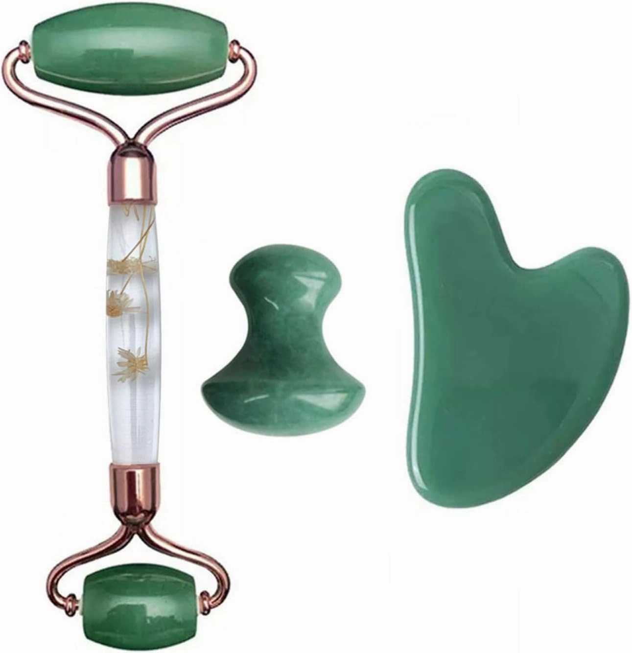 Gouache Scraper Face Massage Jade Roller Set Natural Gouache Stone Facial Roller Jade Massager Gua Sha Face Scraper,Type C