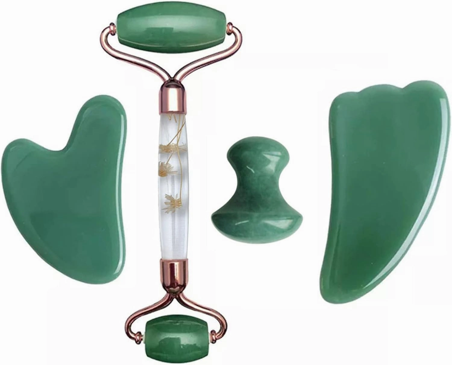 Gouache Scraper Face Massage Jade Roller Set Natural Gouache Stone Facial Roller Jade Massager Gua Sha Face Scraper,Type C