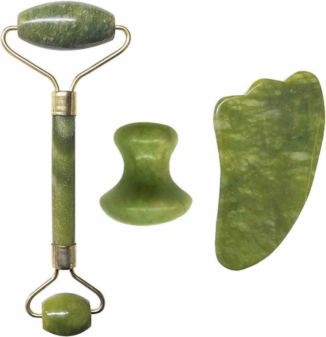 Gouache Stone Jade Roller Face Massager Gouache Scraper Set Natural Jade Facial Massage Roller Gua Sha Scraper Face,Type 16