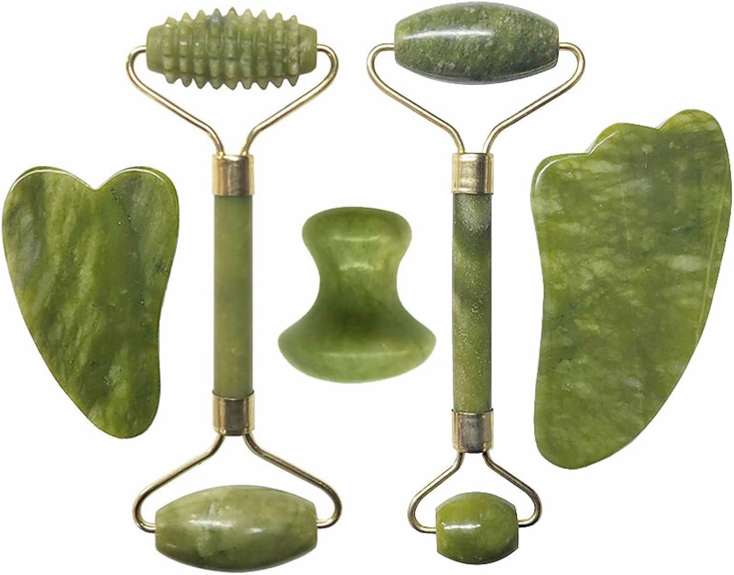 Gouache Stone Jade Roller Face Massager Gouache Scraper Set Natural Jade Facial Massage Roller Gua Sha Scraper Face,Type 16
