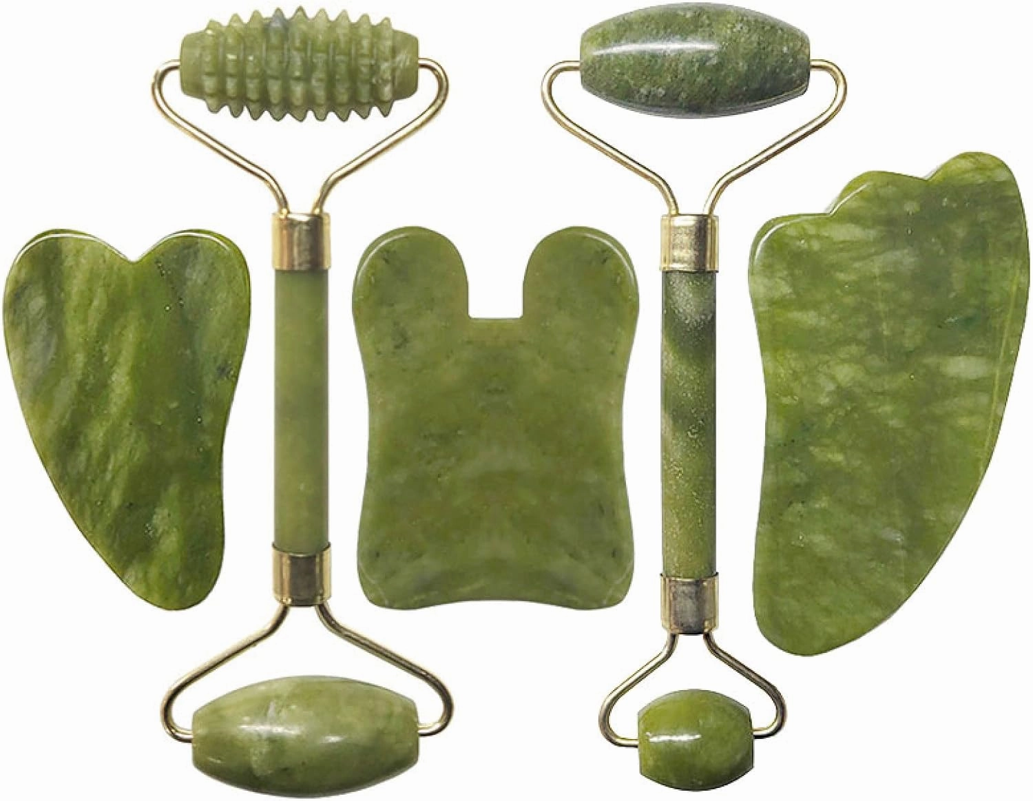 Gouache Stone Jade Roller Face Massager Gouache Scraper Set Natural Jade Facial Massage Roller Gua Sha Scraper Face,Type 16