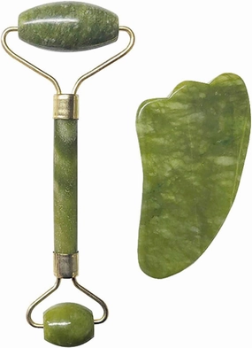 Gouache Stone Jade Roller Face Massager Gouache Scraper Set Natural Jade Facial Massage Roller Gua Sha Scraper Face,Type 16