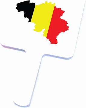 GOYMFKM Novelty Belgium Map Flag Handheld Mirror with Handle, Square Beauty Vanity Handheld Makeup Mirrors Travel Portable Salon Mirror for Makeup White 9×16Cm