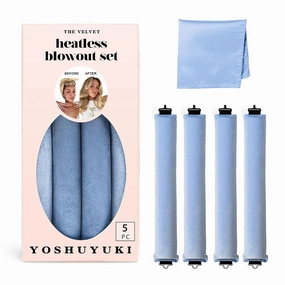 Grande Heatless Curls Overnight Rods No Heat Hair Curlers to Sleep Jumbo Foam Large Hair Rollers for Long Short Hair Heatless Curling Rod Set with Satin Wrap for Sleeping Blue