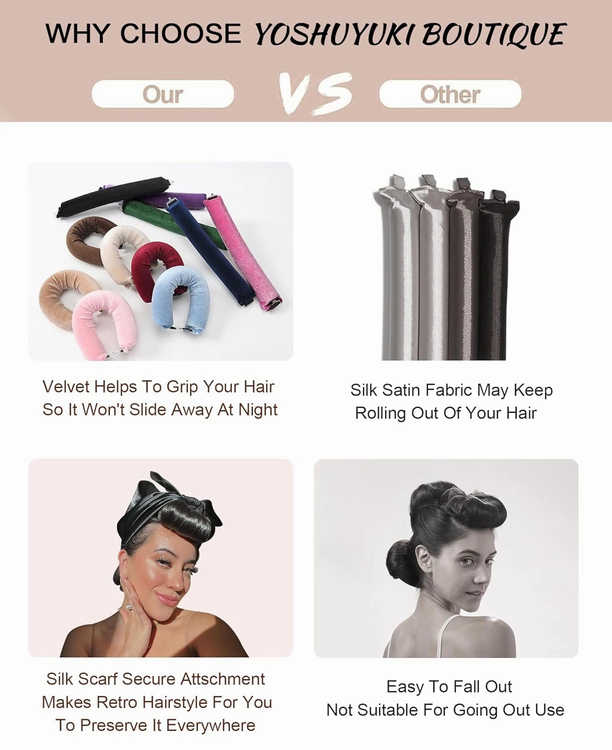 Grande Heatless Curls Overnight Rods No Heat Hair Curlers to Sleep Jumbo Foam Large Hair Rollers for Long Short Hair Heatless Curling Rod Set with Satin Wrap for Sleeping Sonic