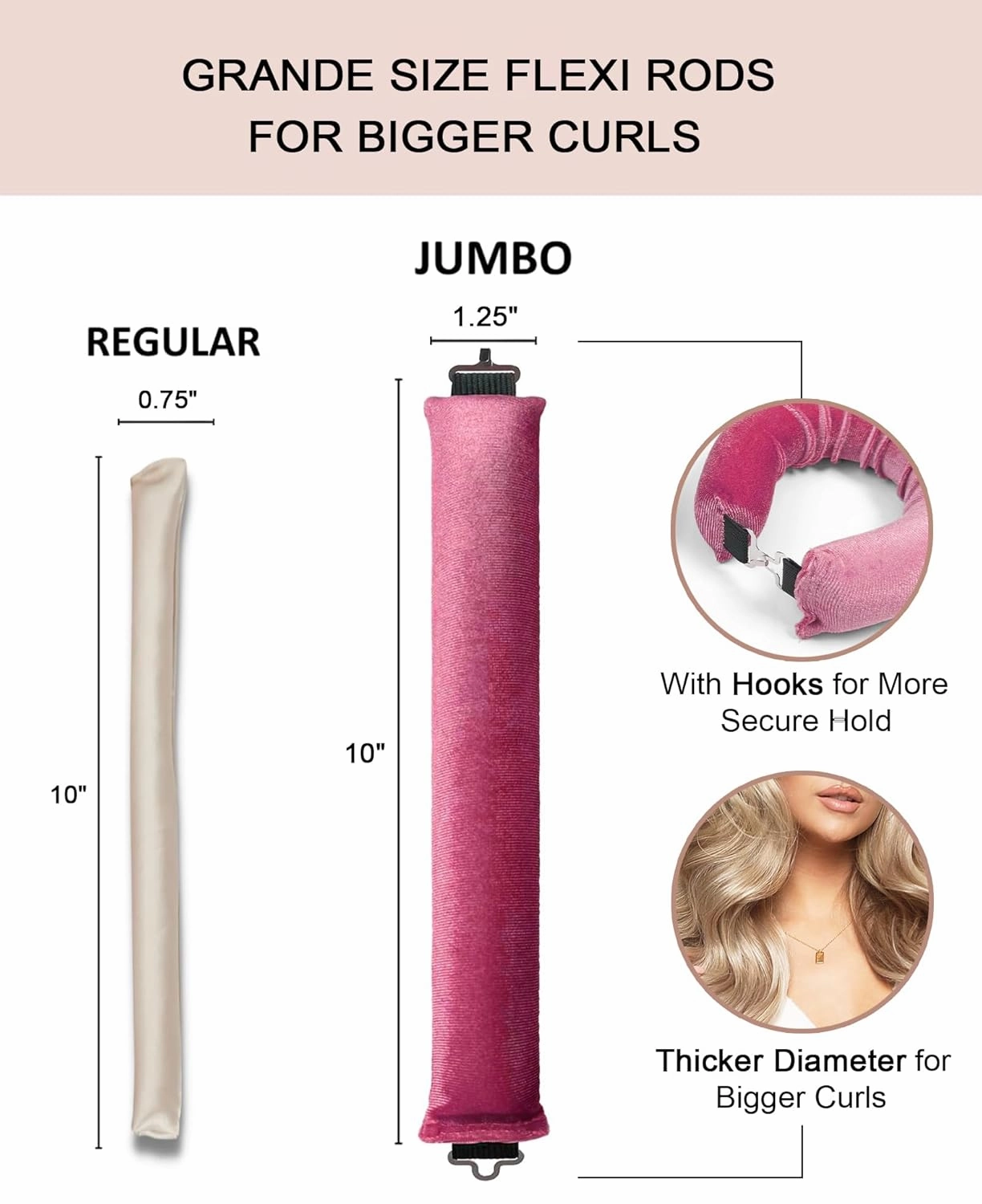Grande Heatless Curls Overnight Rods No Heat Hair Curlers to Sleep Jumbo Foam Large Hair Rollers for Long Short Hair Heatless Curling Rod Set with Satin Wrap for Sleeping Sonic