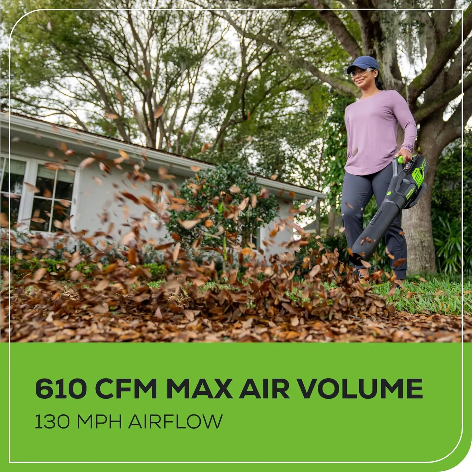 Greenworks 60V 610 CFM Cordless Leaf Blower, 2.5 Ah Battery and Rapid Charger