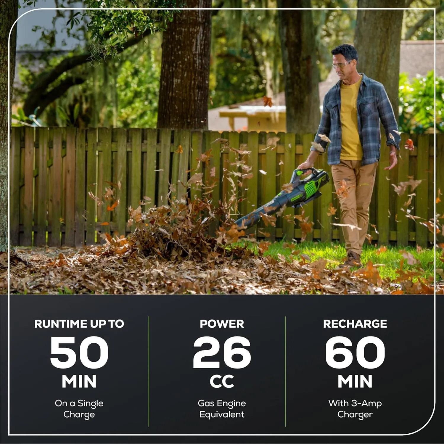 Greenworks 60V 610 CFM Cordless Leaf Blower, 2.5 Ah Battery and Rapid Charger
