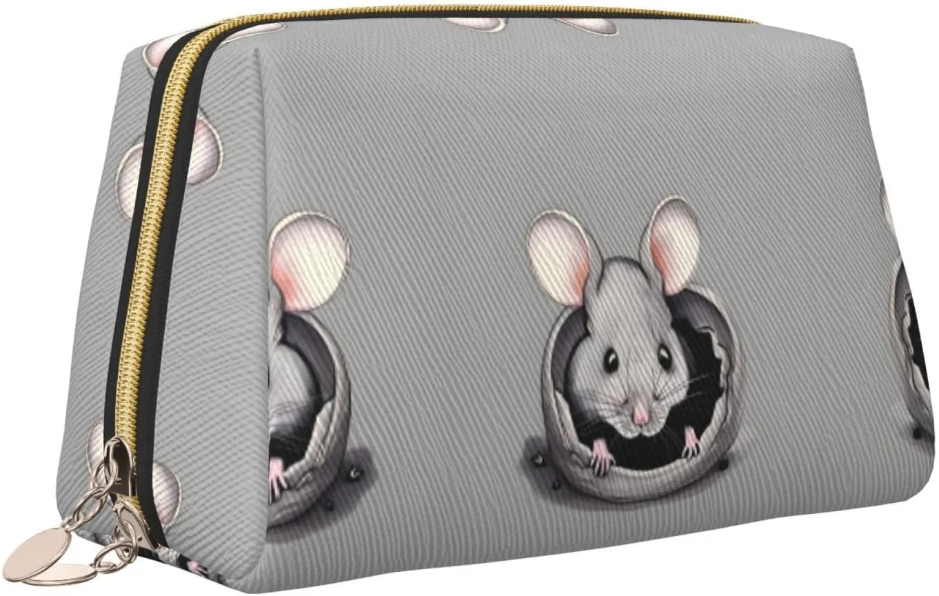 Grey Ratmakeup Bag Organizer,Toiletry Cosmetic Bag,Zipper Pouch Brushes Storage Case(Large)