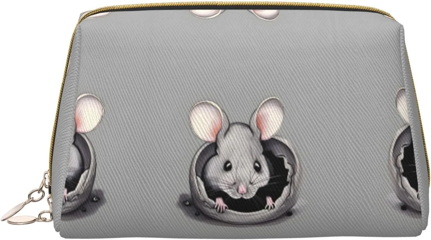 Grey Ratmakeup Bag Organizer,Toiletry Cosmetic Bag,Zipper Pouch Brushes Storage Case(Large)