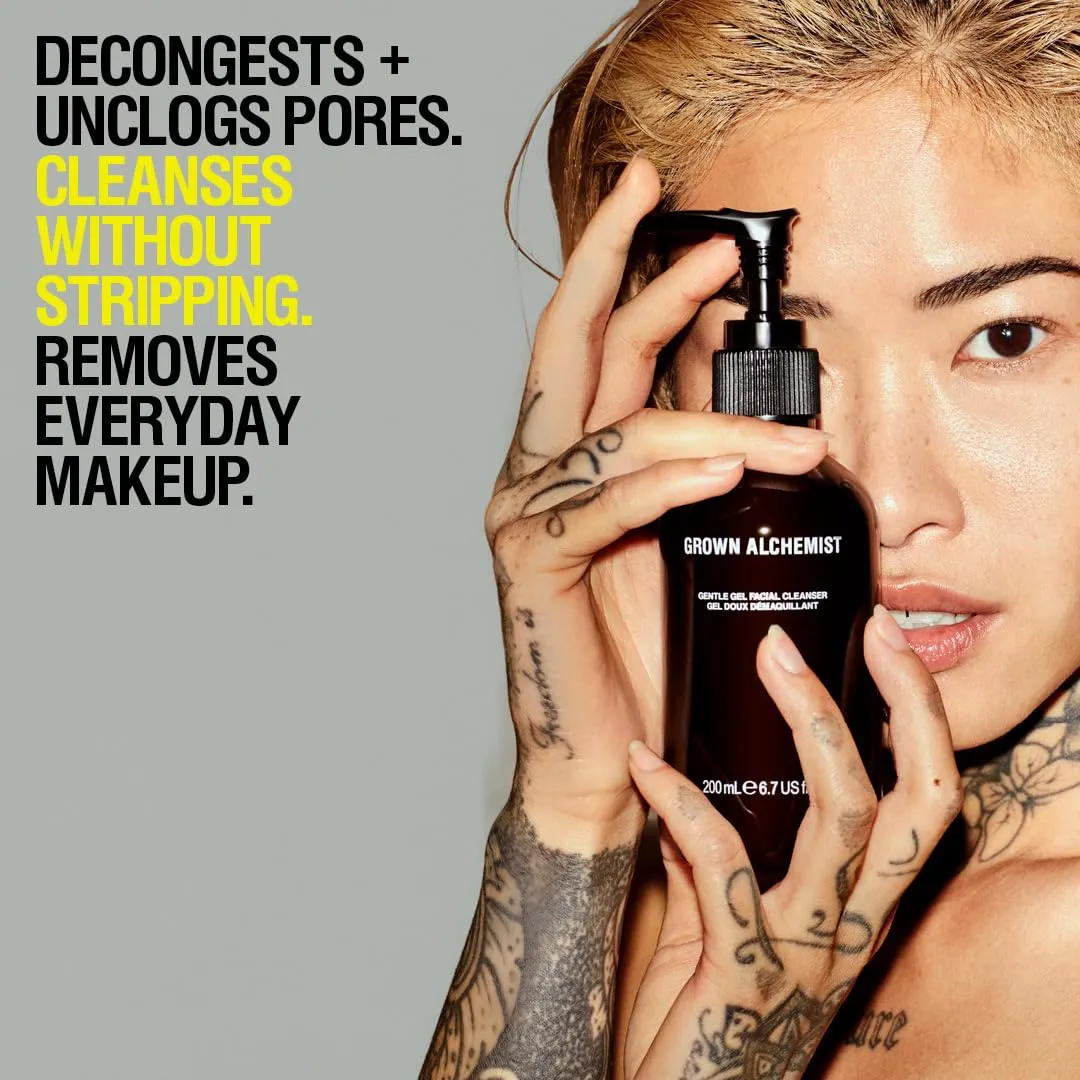 Grown Alchemist Gentle Gel Facial Cleanser (200ml) Natural Face Wash. Hydrating Bergamot & Rosebud Exfoliating with Willow Bark, a Salicylic Acid Alternative.