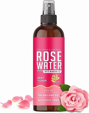 GT Rose Water with Vitamin C | Exfoliates The Skin and Controls Oil | Excellent for Clearing Away Makeup & Dirt from Pores| Mist Spray for All Skin Type | Paraben and Alcohol Free -200ml