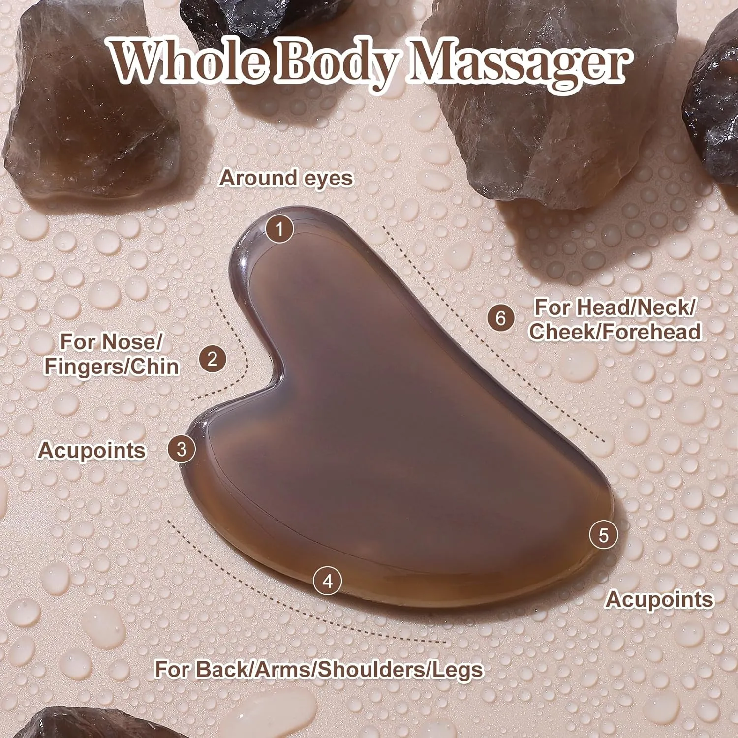 Gua Sha Facial Tools Gua Sha Agate Stone for Face Skincare Facial Body for Gray