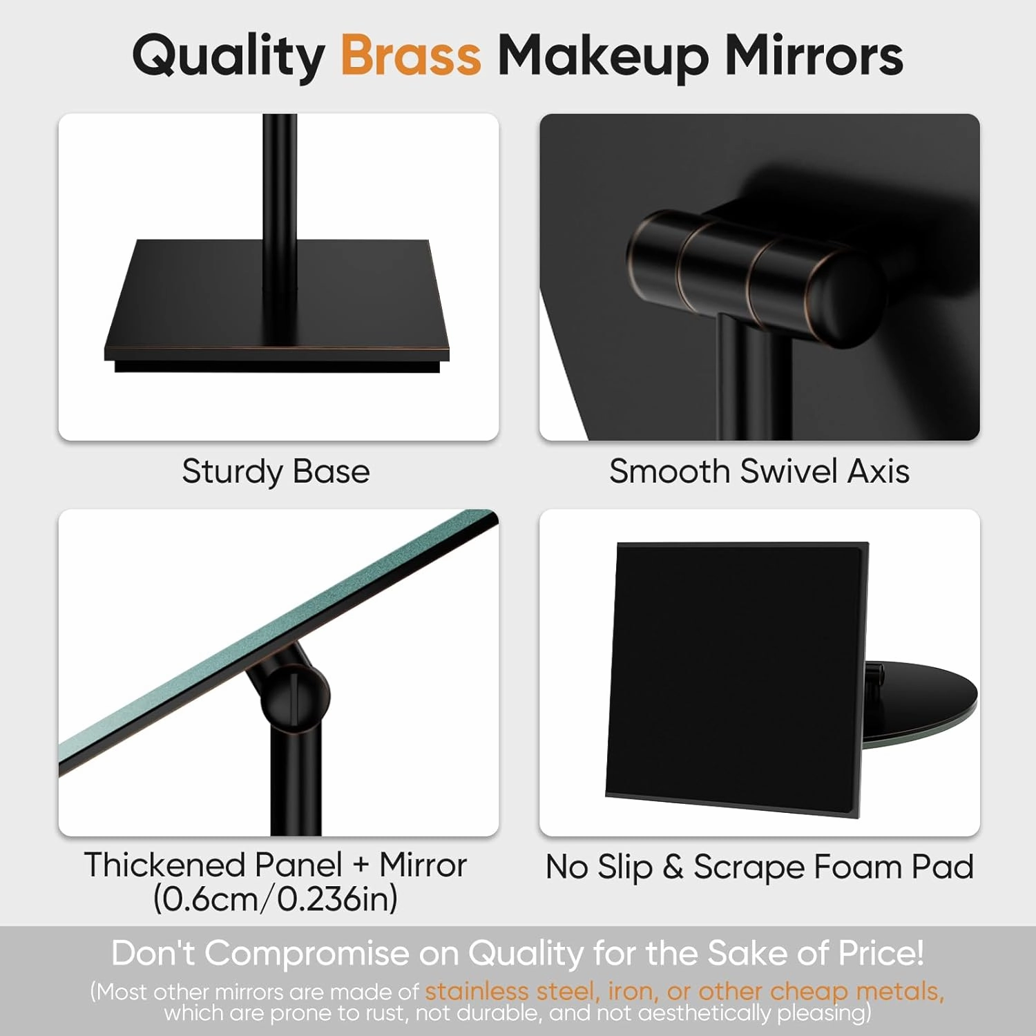 GURUN Large Oval Tabletop Vanity Mirror 7x12 Oil Rubbed Bronze Luxuries Makeup Mirror with Stand for Jeweller's M2017-ORB