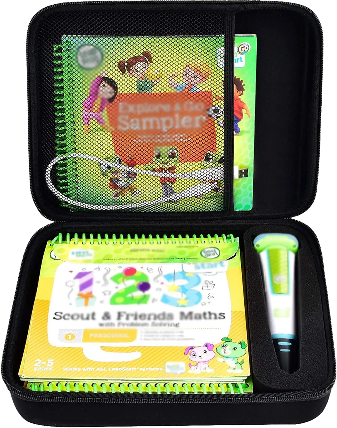 GWCASE Case Compatible with LeapFrog for LeapStart Go System and for LeapFrog for LeapStart 3D/ for Pre-Kindergarten Activity Book of Level 1 2 4. Storage Carrying Holder Fits for USB Cable-Black