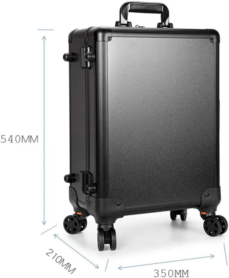 Hairdressing Makeup Case With Lamp And Ladies Makeup Barber Suitcase Wheels Trolley Tool Box(D)