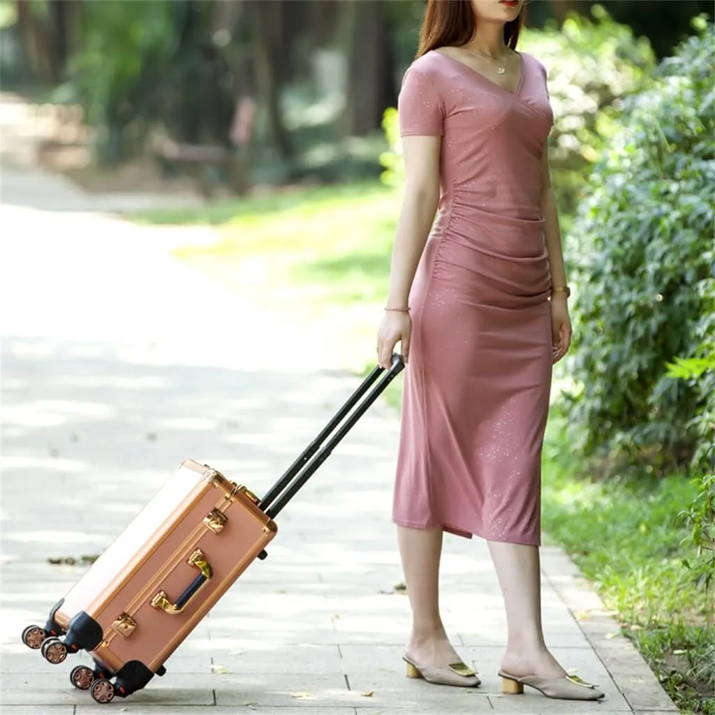 Hairdressing Makeup Case With Lamp And Ladies Makeup Barber Suitcase Wheels Trolley Tool Box(D)