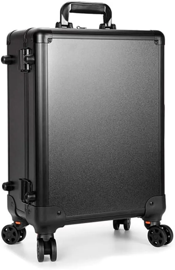 Hairdressing Makeup Case With Lamp And Ladies Makeup Barber Suitcase Wheels Trolley Tool Box(D)